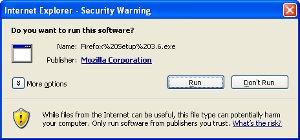 Internet Explorer - Security warning (click run)